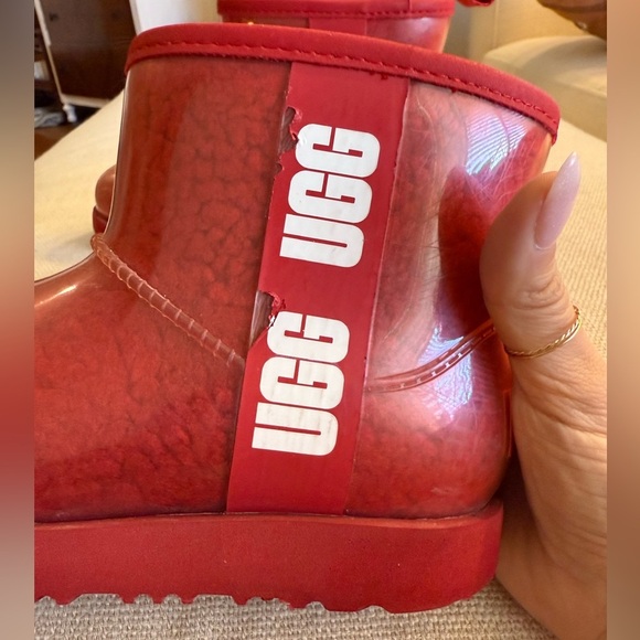 UGG Classic Mini Girls Kids Clear Red Boots - Picture 8 of 11